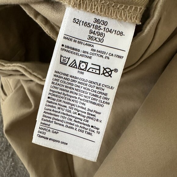 Gap Slim Fit Performance Khaki Pants Men's size 36x30 - Picture 3 of 7